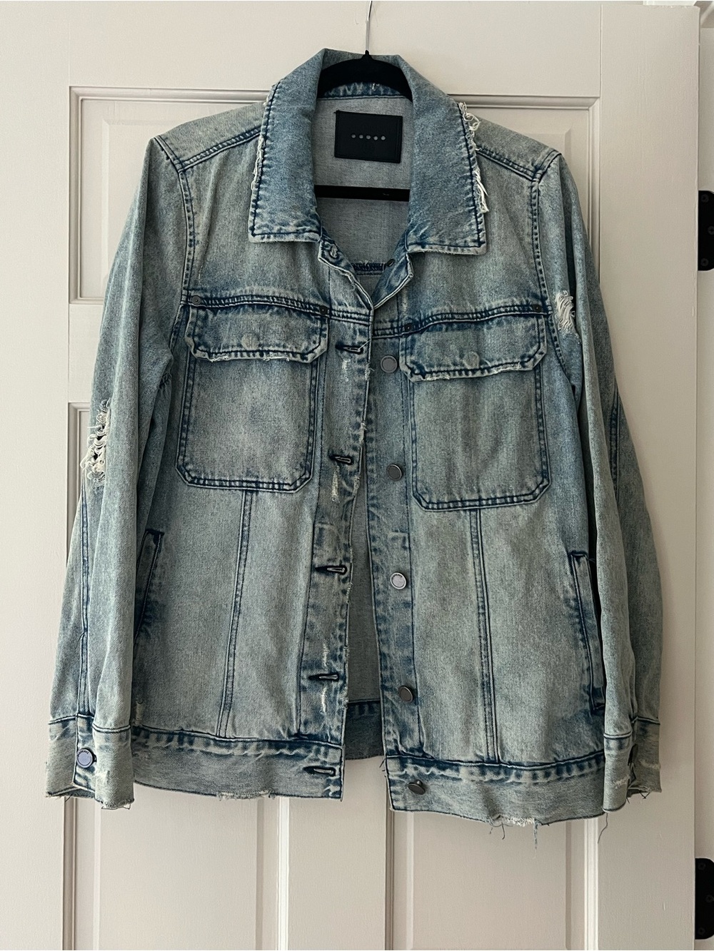 Blank NYC Light Blue Distressed Denim Jacket
